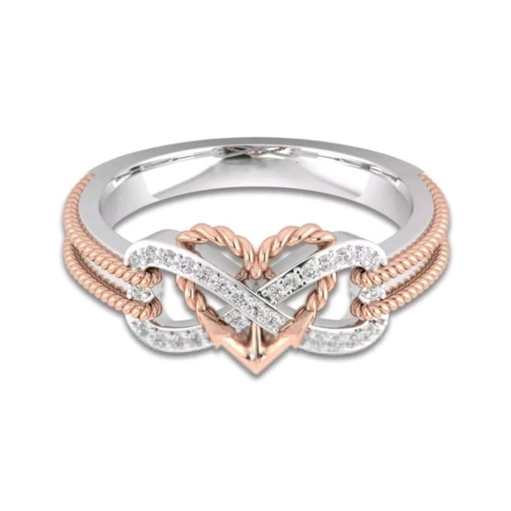 White Topaz 925 Silver Heart infinity ring - Picture 3 of 4